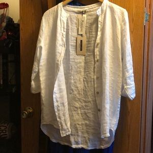 White linen button down